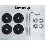 Everfit 10kg Dumbbell Set Weight Plates Dumbbells Lifting Bench - Rear View