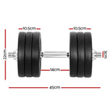 Everfit 35kg Dumbbell Set Weight Plates Dumbbells Lifting Bench - Front View