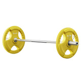 Everfit Barbells 46KG 120CM Dumbbell Barbell Plate Weight Lifting Home Gym Yellow - Side View