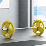 Everfit Barbells 46KG 120CM Dumbbell Barbell Plate Weight Lifting Home Gym Yellow - Close-Up Angle
