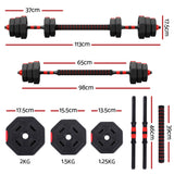 Everfit 20kg Adjustable Dumbbell Barbell Set Weight Plates Home Workout - Front View