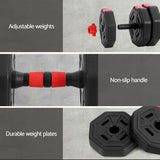 Everfit 20kg Adjustable Dumbbell Barbell Set Weight Plates Home Workout - Rear View