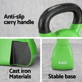 Everfit 8kg Kettlebell Set Weightlifting Bench Dumbbells Kettle Bell Gym Home - 45-Degree Angle