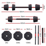 Everfit 40kg Adjustable Dumbbell Barbell Set Weight Plates Home Workout - Front View
