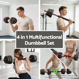 Everfit 40kg Adjustable Dumbbell Barbell Set Weight Plates Home Workout - Top-Down View