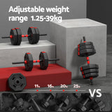 Everfit 40kg Adjustable Dumbbell Barbell Set Weight Plates Home Workout - 45-Degree Angle