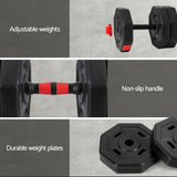 Everfit 40kg Adjustable Dumbbell Barbell Set Weight Plates Home Workout - Rear View