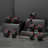 Everfit 40kg Adjustable Dumbbell Barbell Set Weight Plates Home Workout - Close-Up Angle