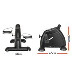 Everfit black mini pedal exerciser under desk bike with LED display, wide foot pedals with straps