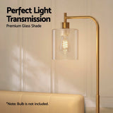 Artiss Floor Lamp Modern Industrial Standing Light with Clear Glass Shade, GoldMetal Tall Lamp for Living Room, Bedroom & Office, Anti-Tipping Weighted Base & Foot Switch (Bulb Not Included) - Side View