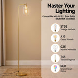 Artiss Floor Lamp Modern Industrial Standing Light with Clear Glass Shade, GoldMetal Tall Lamp for Living Room, Bedroom & Office, Anti-Tipping Weighted Base & Foot Switch (Bulb Not Included) - Top-Down View