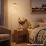 Artiss Floor Lamp Modern Industrial Standing Light with Clear Glass Shade, GoldMetal Tall Lamp for Living Room, Bedroom & Office, Anti-Tipping Weighted Base & Foot Switch (Bulb Not Included) - Rear View