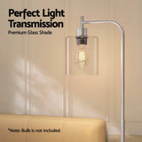 Artiss Floor Lamp Modern Industrial Standing Light with Clear Glass Shade, Silver Metal Tall Lamp for Living Room, Bedroom & Office, Anti-Tipping Weighted Base & Foot Switch (Bulb Not Included) - Side View