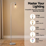 Artiss Floor Lamp Modern Industrial Standing Light with Clear Glass Shade, Silver Metal Tall Lamp for Living Room, Bedroom & Office, Anti-Tipping Weighted Base & Foot Switch (Bulb Not Included) - Top-Down View