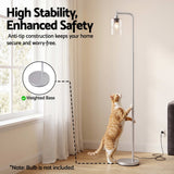 Artiss Floor Lamp Modern Industrial Standing Light with Clear Glass Shade, Silver Metal Tall Lamp for Living Room, Bedroom & Office, Anti-Tipping Weighted Base & Foot Switch (Bulb Not Included) - 45-Degree Angle