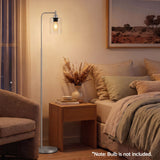 Artiss Floor Lamp Modern Industrial Standing Light with Clear Glass Shade, Silver Metal Tall Lamp for Living Room, Bedroom & Office, Anti-Tipping Weighted Base & Foot Switch (Bulb Not Included) - Rear View