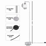 Artiss Floor Lamp Modern Industrial Standing Light with Clear Glass Shade, Silver Metal Tall Lamp for Living Room, Bedroom & Office, Anti-Tipping Weighted Base & Foot Switch (Bulb Not Included) - Close-Up Angle