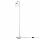 Artiss Floor Lamp Modern Industrial Standing Light with Clear Glass Shade, Silver Metal Tall Lamp for Living Room, Bedroom & Office, Anti-Tipping Weighted Base & Foot Switch (Bulb Not Included) - Low Angle