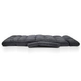 Artiss Floor Lounge Sofa With Armrest Flocking Fabric Charcoal - Side View