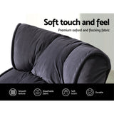 Artiss Floor Lounge Sofa With Armrest Flocking Fabric Charcoal - Rear View