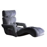 Artiss Floor Lounge Sofa With Armrest Flocking Fabric Charcoal - Low Angle