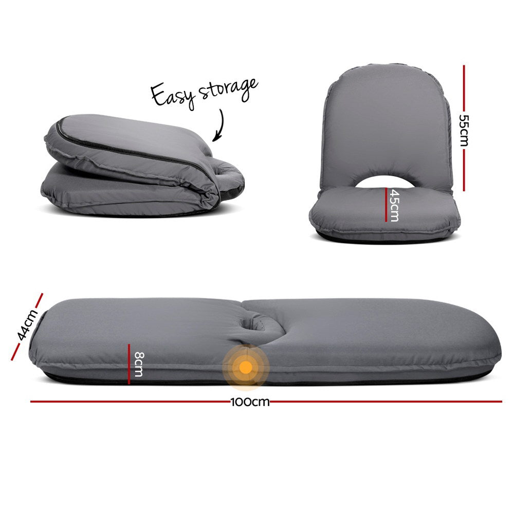 Portable Adjustable Lounge Sofa Chair for Camping and Beach - Grey
