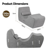 Artiss Chaise Lounge Chair Ergonomic S-Curve Floor Lounger Boneless Lounge Chairs Grey - Front View