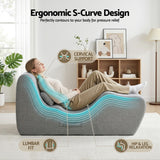 Artiss Chaise Lounge Chair Ergonomic S-Curve Floor Lounger Boneless Lounge Chairs Grey - Top-Down View
