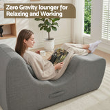 Artiss Chaise Lounge Chair Ergonomic S-Curve Floor Lounger Boneless Lounge Chairs Grey - Close-Up Angle