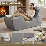 Artiss Chaise Lounge Chair Ergonomic S-Curve Floor Lounger Boneless Lounge Chairs Grey - Low Angle