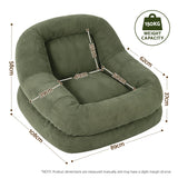 Artiss Armchair Floor Chair Couch Recliner 1 Seater Cloud Chaise Lounge Corduroy Green - Side View