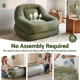 Artiss Armchair Floor Chair Couch Recliner 1 Seater Cloud Chaise Lounge Corduroy Green - 45-Degree Angle