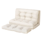 Artiss Floor Lounge Sofa Bed 2 Seater Pillow Leather White - Close-Up Angle