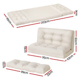Artiss Floor Lounge Sofa Bed 2 Seater Pillow Leather White - Front View