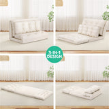 Artiss Floor Lounge Sofa Bed 2 Seater Pillow Leather White - Top-Down View