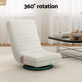 Artiss Floor Lounge Sofa Swivel Foldable Linen White - 45-Degree Angle
