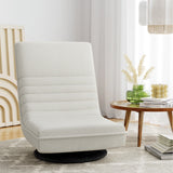 Artiss Floor Lounge Sofa Swivel Foldable Linen White - Close-Up Angle