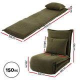 Artiss Floor Lounge Sofa Bed Foldable Green - Front View