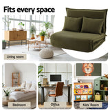 Artiss Floor Lounge Sofa Bed Foldable 2 Seater Green - Rear View