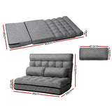 Artiss Lounge Sofa Bed 2-seater Grey Fabric - Front View
