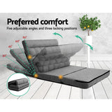 Artiss Lounge Sofa Bed 2-seater Grey Fabric - Side View
