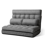 Artiss Lounge Sofa Bed 2-seater Grey Fabric - Low Angle