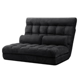 Artiss Floor Lounge Sofa Bed 2-seater Charcoal Suede