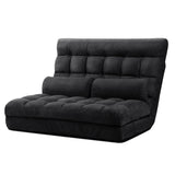 Artiss Lounge Sofa Bed 2-seater Charcoal Suede - Low Angle