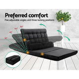 Artiss Lounge Sofa Bed 2-seater Charcoal Suede - Side View
