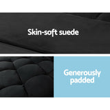 Artiss Lounge Sofa Bed 2-seater Charcoal Suede - 45-Degree Angle