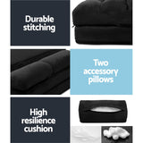 Artiss Lounge Sofa Bed 2-seater Charcoal Suede - Rear View