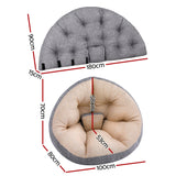 Artiss Floor Lounge Sofa Bed Chair Foldable Washable Beige - Front View