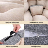 Artiss Floor Lounge Sofa Bed Chair Foldable Washable Beige - Rear View