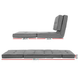 Artiss Floor Lounge Single Sofa Bed Grey Fabric - Front View